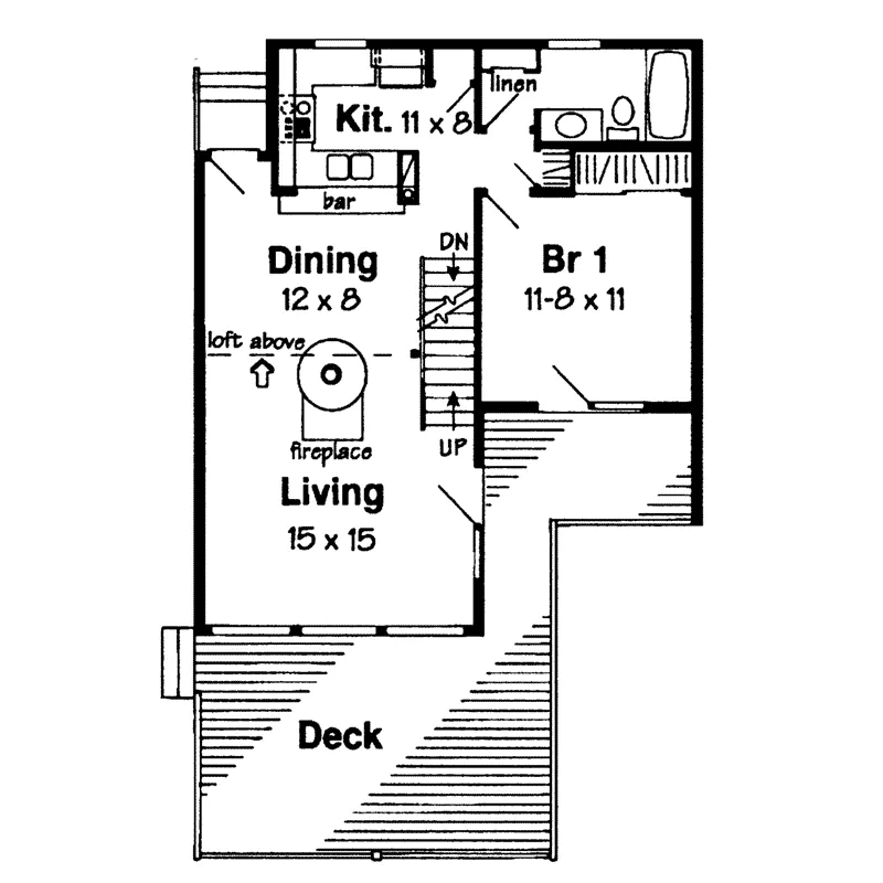 Lake House Plan First Floor - Enderlin Waterfront Home 038D-0025 - Search House Plans and More