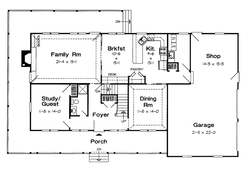 Traditional House Plan First Floor - Rotherdam Country Farmhouse 038D-0028 - Shop House Plans and More