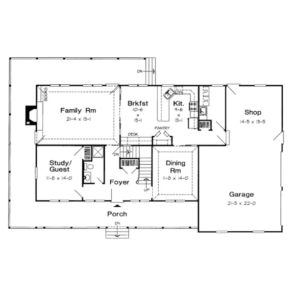 Farmhouse Plan First Floor - Rotherdam Country Farmhouse 038D-0028 - Shop House Plans and More