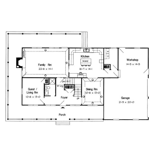 Farmhouse Plan First Floor - Spielberg Early American Home 038D-0029 - Shop House Plans and More