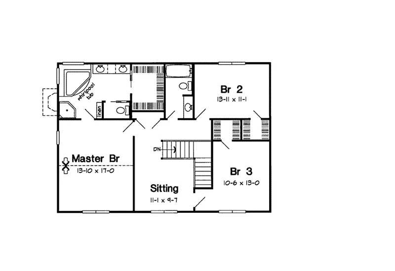Southern House Plan Second Floor - Spielberg Early American Home 038D-0029 - Shop House Plans and More