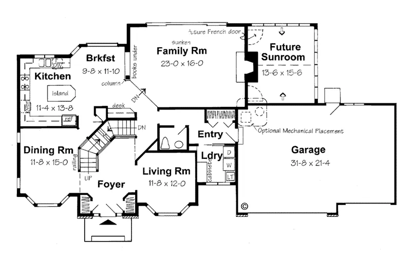 Traditional House Plan First Floor - Ursula Traditional Home 038D-0030 - Shop House Plans and More