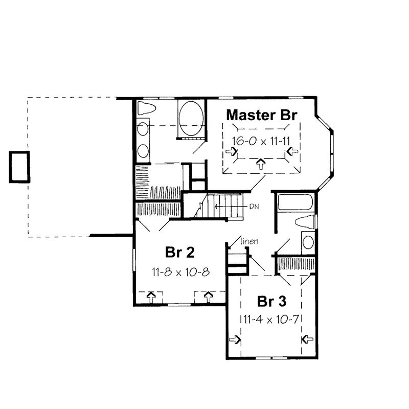 Traditional House Plan Second Floor - Park Haven Traditional Home 038D-0032 - Shop House Plans and More