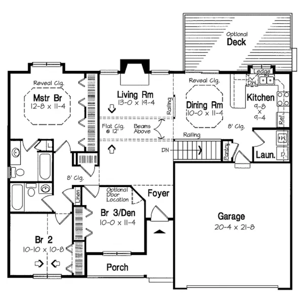 Traditional House Plan First Floor - Saffron Modest Ranch Home 038D-0033 - Shop House Plans and More