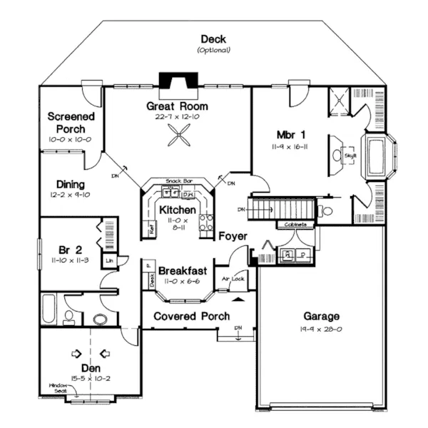 Traditional House Plan First Floor - Devin Place Ranch Home 038D-0039 - Search House Plans and More