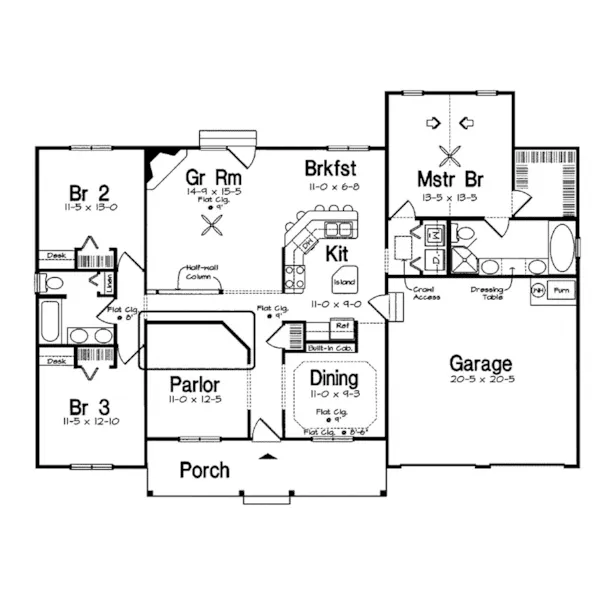 Traditional House Plan First Floor - Aspenwood Traditional Home 038D-0040 - Search House Plans and More