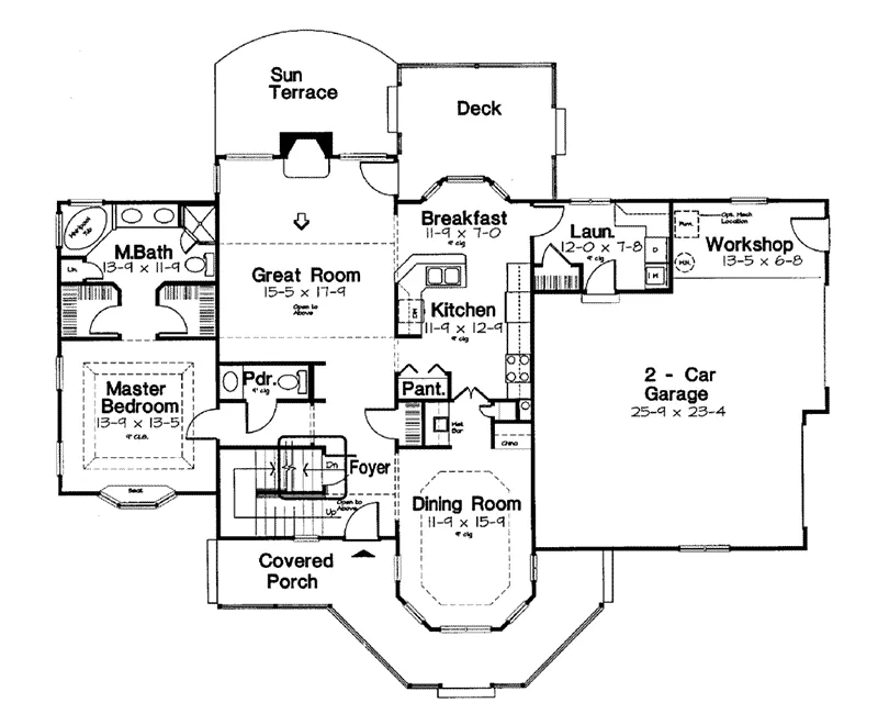 Southern House Plan First Floor - Glandore Country Home 038D-0045 - Search House Plans and More
