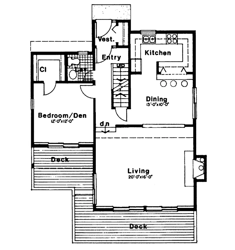 Vacation House Plan First Floor - Madrina Cabin Cottage Home 038D-0047 - Shop House Plans and More