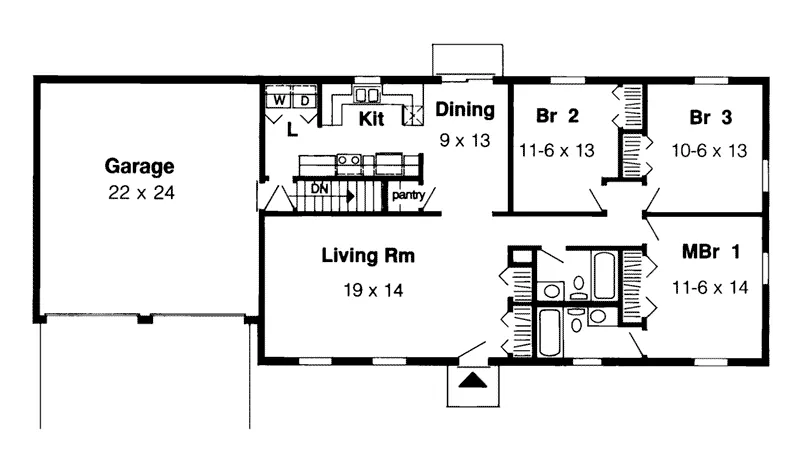 Ranch House Plan First Floor - Sonia Ranch Home 038D-0051 - Shop House Plans and More