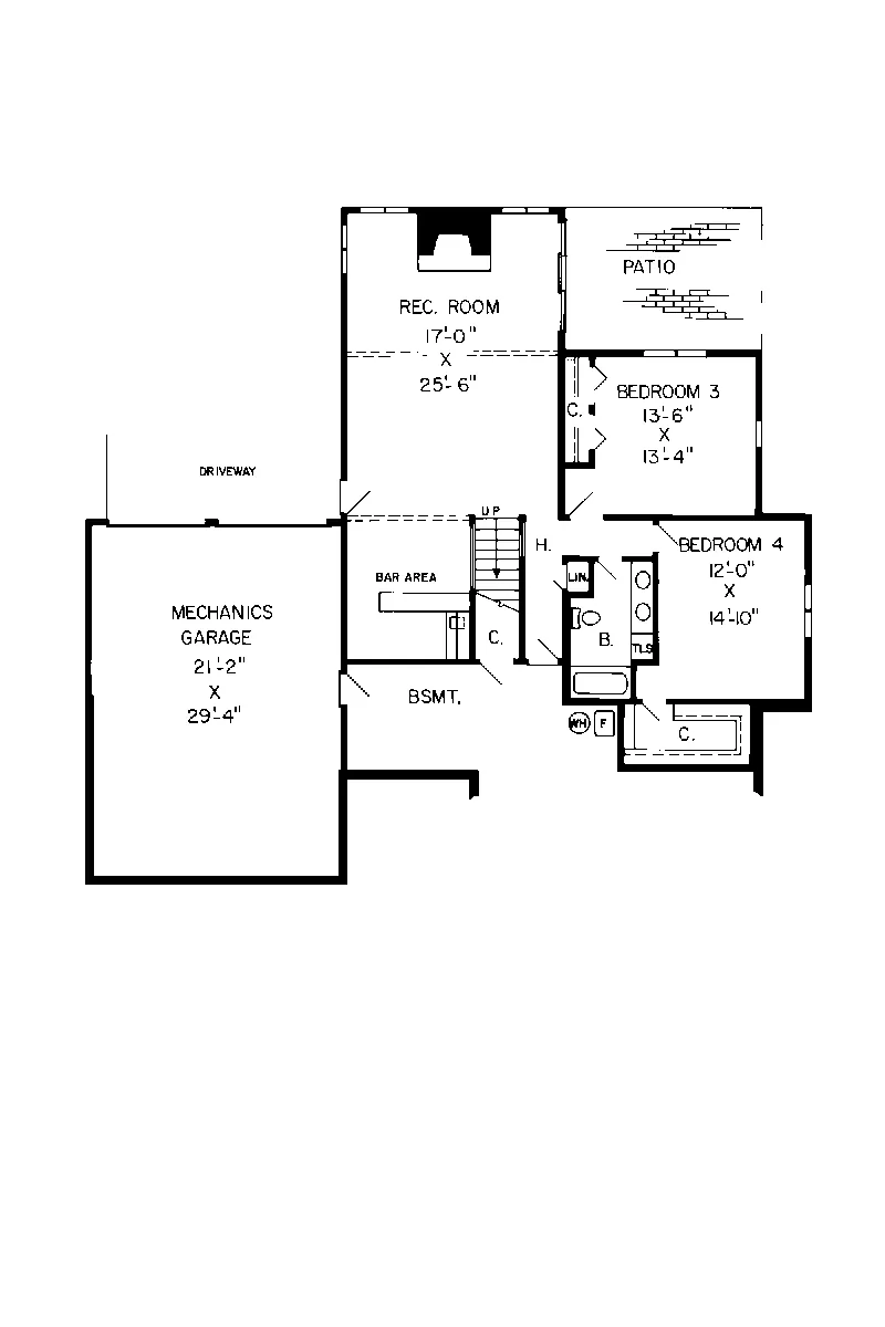 Traditional House Plan Lower Level Floor - Ridgepeak Rustic Ranch Home 038D-0059 - Shop House Plans and More