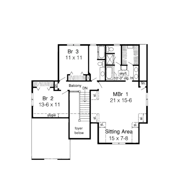 Traditional House Plan Second Floor - Pickfair Place Traditional Home 038D-0064 - Shop House Plans and More