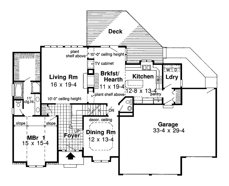 Tudor House Plan First Floor - Linderhoff Tudor Craftsman Home 038D-0067 - Shop House Plans and More
