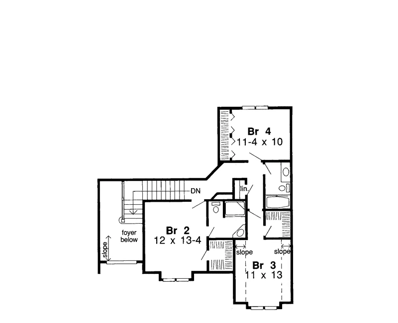 Tudor House Plan Second Floor - Linderhoff Tudor Craftsman Home 038D-0067 - Shop House Plans and More