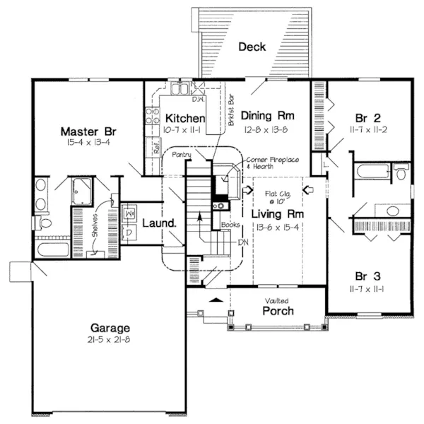 Ranch House Plan First Floor - Walpole Ranch Home 038D-0069 - Shop House Plans and More