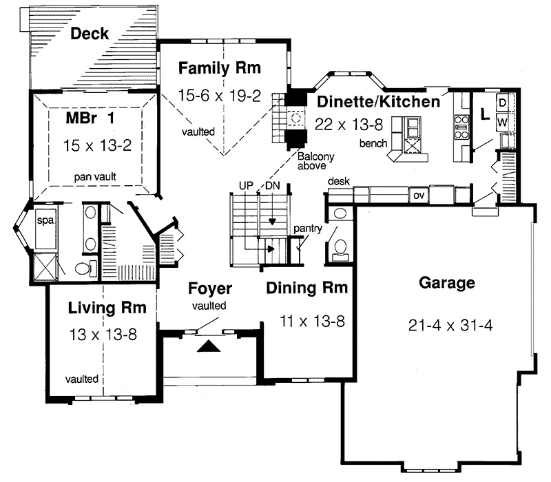 Sunbelt House Plan First Floor - Rafaela Sunbelt Home 038D-0071 - Shop House Plans and More