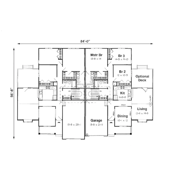 Multi-Family House Plan First Floor - Arrington Traditional Duplex 038D-0072 - Search House Plans and More