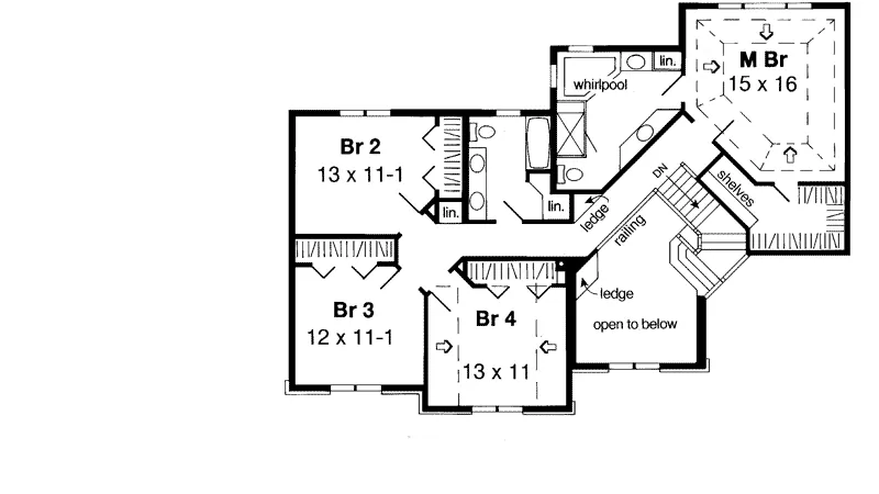 Traditional House Plan Second Floor - Fall Ridge Trail Brick Home 038D-0074 - Search House Plans and More