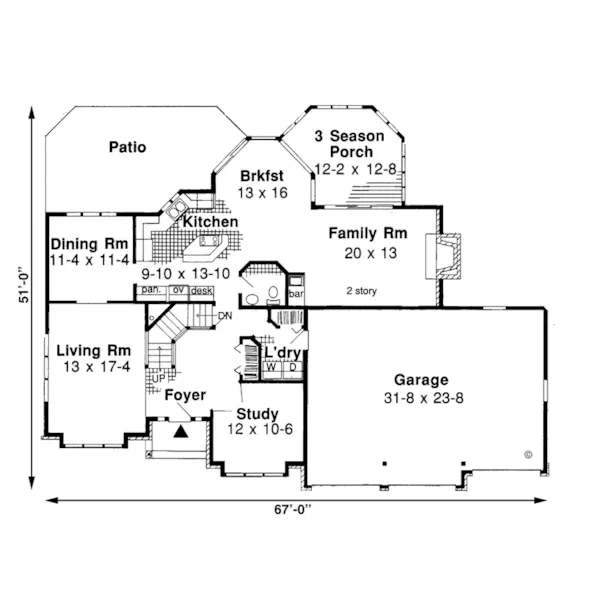 Traditional House Plan First Floor - Fairington Tudor Style Home 038D-0076 - Search House Plans and More