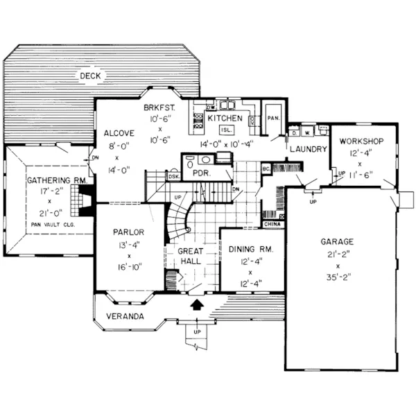 Southern House Plan First Floor - Kimberlin Heights Country Home 038D-0081 - Search House Plans and More