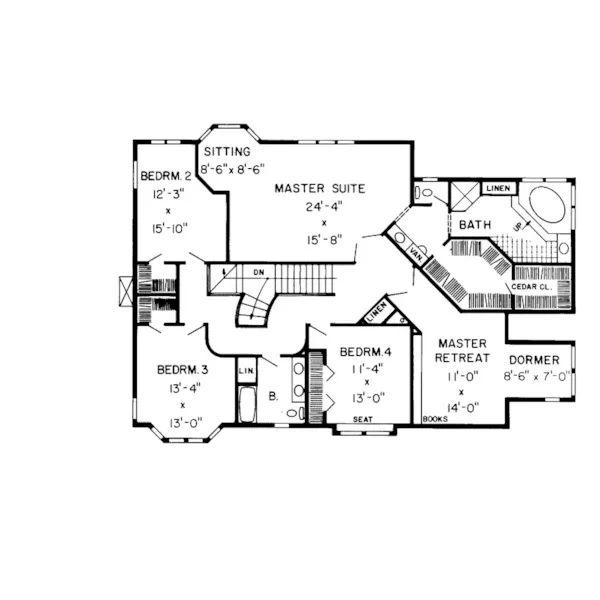 Southern House Plan Second Floor - Kimberlin Heights Country Home 038D-0081 - Search House Plans and More