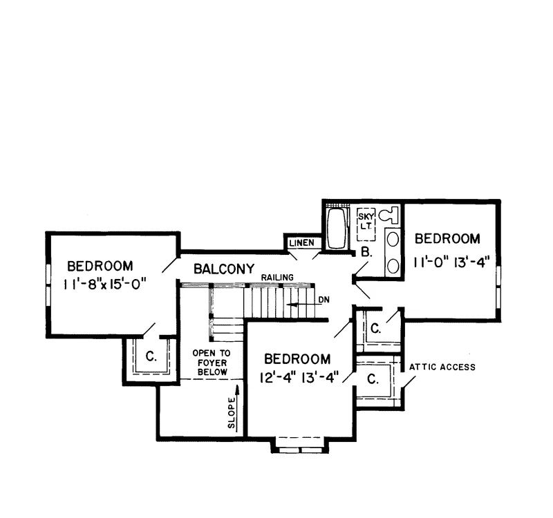 Traditional House Plan Second Floor - Gibson Hill Traditional Home 038D-0082 - Search House Plans and More