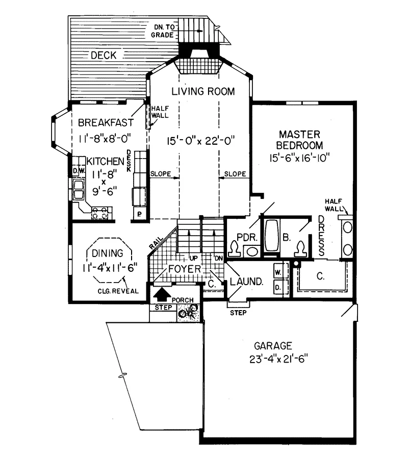 Traditional House Plan First Floor - Hacker Place Ranch Home 038D-0083 - Search House Plans and More