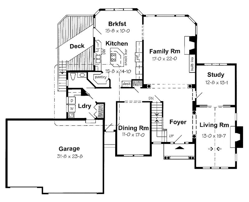 Traditional House Plan First Floor - Bollinger Traditional Home 038D-0086 - Search House Plans and More