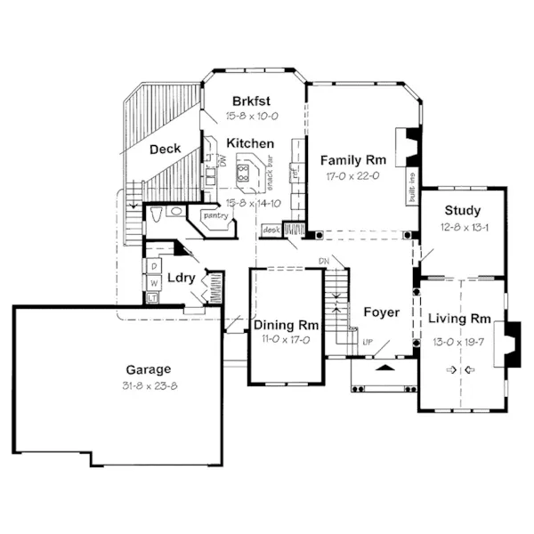 Traditional House Plan First Floor - Bollinger Traditional Home 038D-0086 - Search House Plans and More