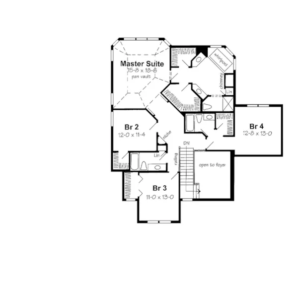 Traditional House Plan Second Floor - Bollinger Traditional Home 038D-0086 - Search House Plans and More