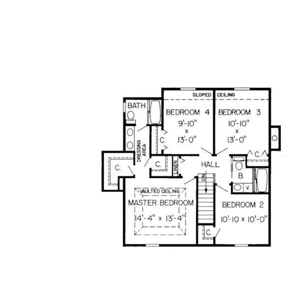 Traditional House Plan Second Floor - Laura Hill Country Home 038D-0089 - Shop House Plans and More