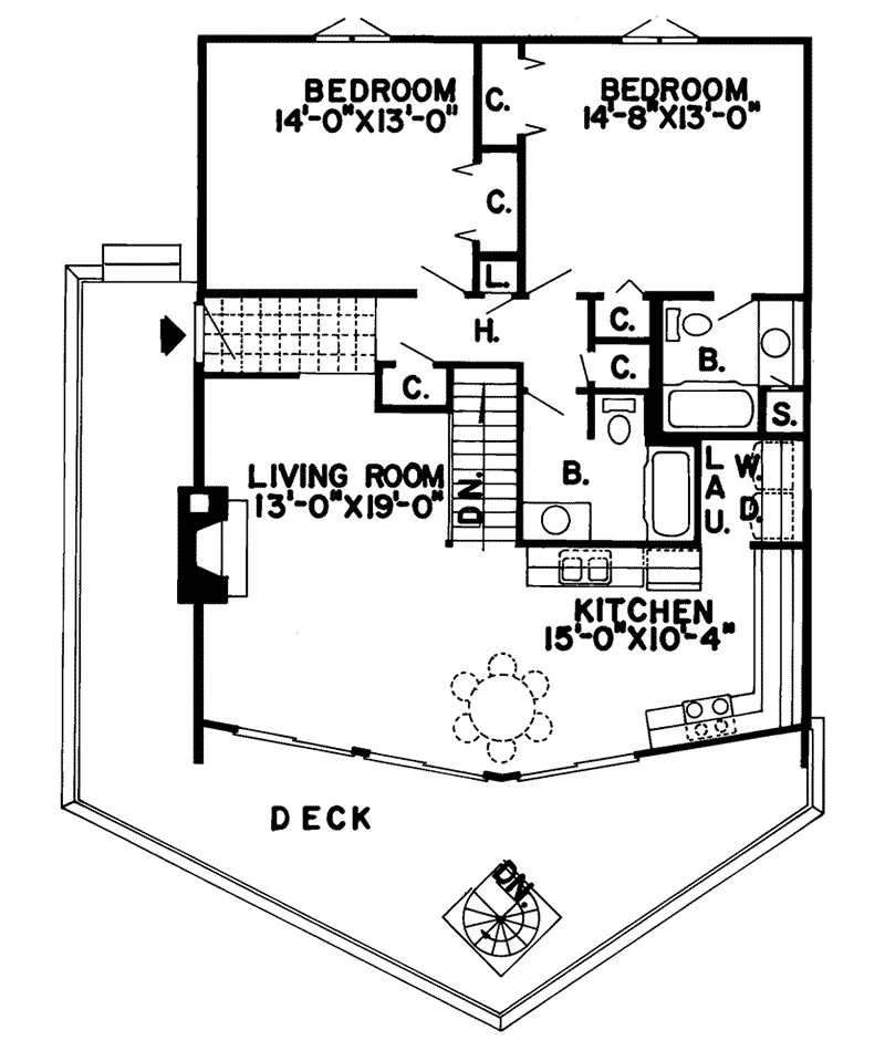 Ranch House Plan First Floor - Myrtle Grove Vacation Home 038D-0096 - Shop House Plans and More
