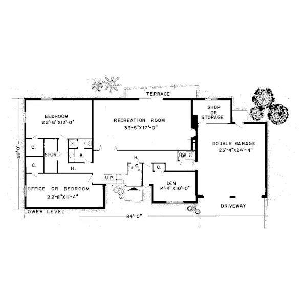 Luxury House Plan Lower Level Floor - Ciboney Cove Ranch Home 038D-0098 - Search House Plans and More