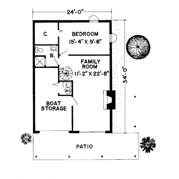 Ranch House Plan Lower Level Floor - Cambria Cliff Mountain Home 038D-0102 - Search House Plans and More