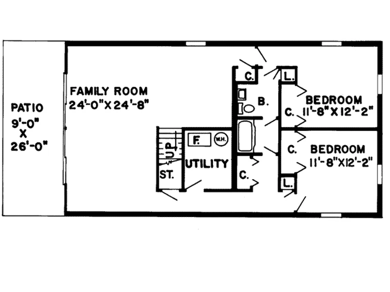 Vacation House Plan Lower Level Floor - Arrowhead Bay Waterfront Home 038D-0110 - Search House Plans and More