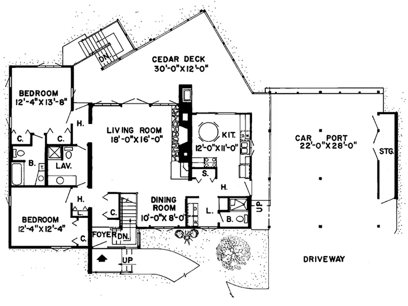 Rustic House Plan First Floor - Noonan Point Rustic Modern Home 038D-0115 - Shop House Plans and More