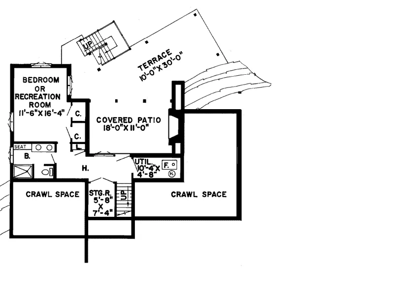 Rustic House Plan Lower Level Floor - Noonan Point Rustic Modern Home 038D-0115 - Shop House Plans and More