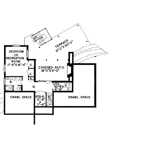 Mountain House Plan Lower Level Floor - Noonan Point Rustic Modern Home 038D-0115 - Shop House Plans and More