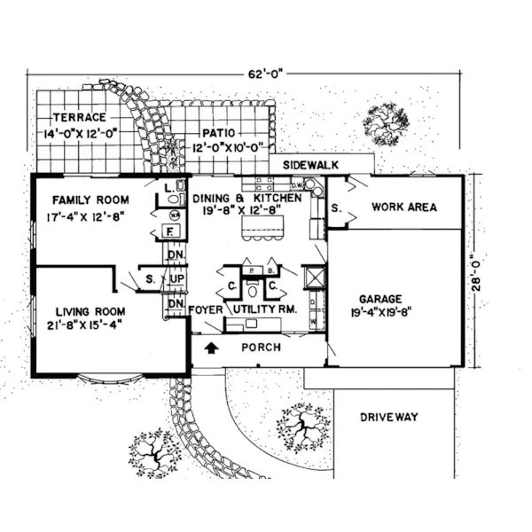 Modern House Plan First Floor - Montego Contemporary Home 038D-0118 - Shop House Plans and More