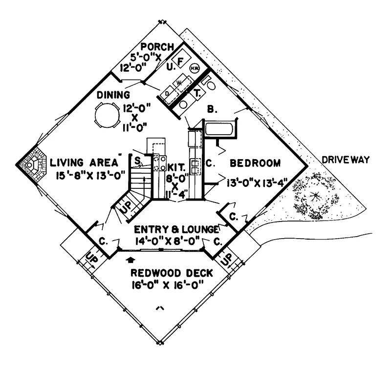 Cabin & Cottage House Plan First Floor - Keystone Canyon Rustic Home 038D-0120 - Search House Plans and More