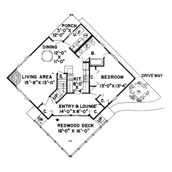 Lake House Plan First Floor - Keystone Canyon Rustic Home 038D-0120 - Search House Plans and More