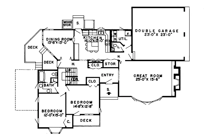 Tudor House Plan First Floor - Queensboro Tudor Style Home 038D-0131 - Shop House Plans and More