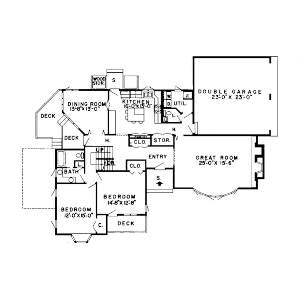 Tudor House Plan First Floor - Queensboro Tudor Style Home 038D-0131 - Shop House Plans and More