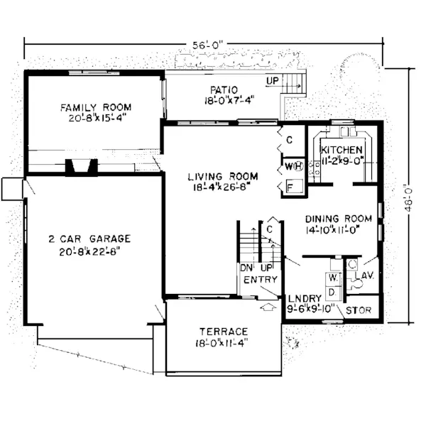 Rustic House Plan First Floor - Teson Garden Mountain Home 038D-0133 - Shop House Plans and More