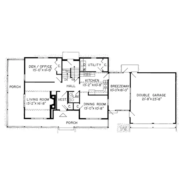 Farmhouse Plan First Floor - Timberwyck Contemporary Home 038D-0135 - Shop House Plans and More