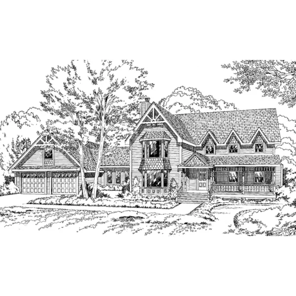 Luxury House Plan Front of Home - Nellie Falls Country Farmhouse 038D-0138 - Shop House Plans and More