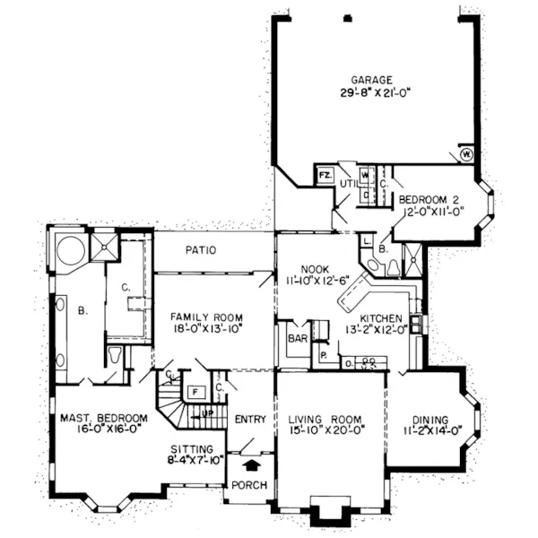 Contemporary House Plan First Floor - Whitehouse Country French Home 038D-0142 - Shop House Plans and More