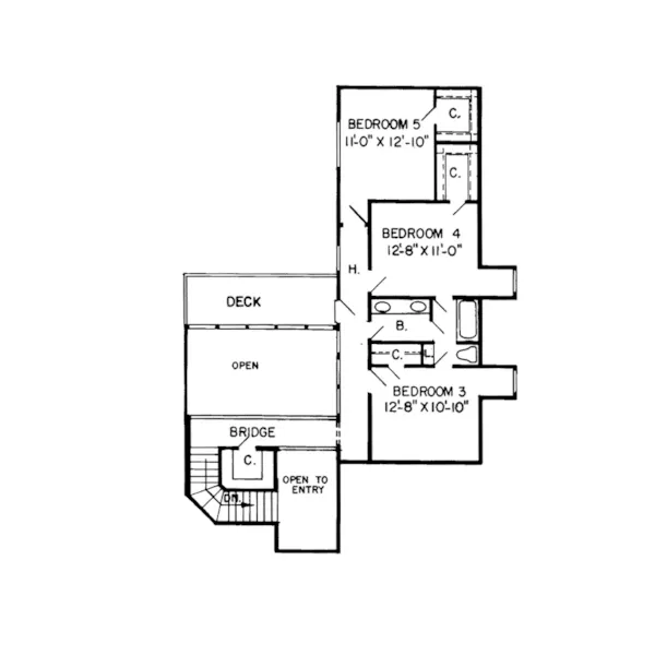 Contemporary House Plan Second Floor - Whitehouse Country French Home 038D-0142 - Shop House Plans and More