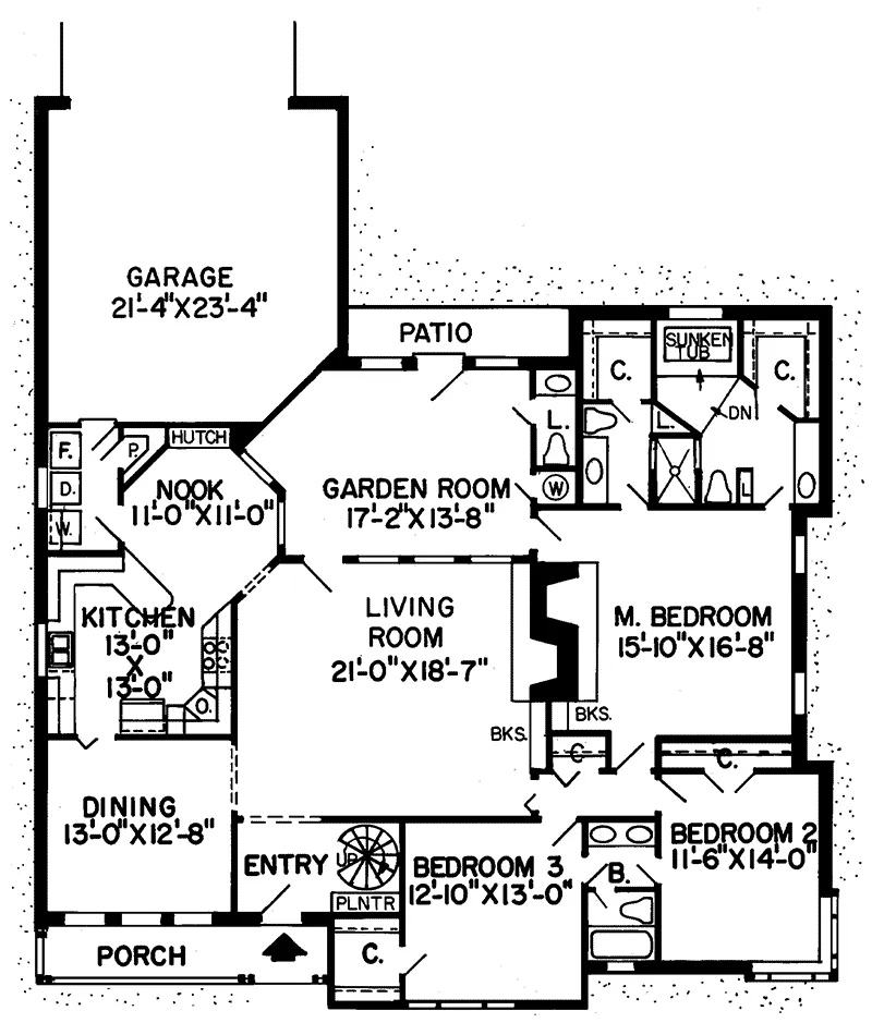 Country French House Plan First Floor - Mabscott Country Home 038D-0144 - Shop House Plans and More