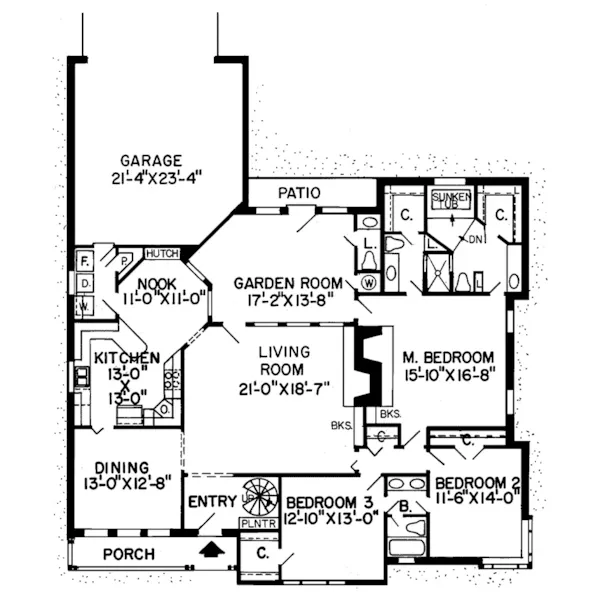 Country French House Plan First Floor - Mabscott Country Home 038D-0144 - Shop House Plans and More