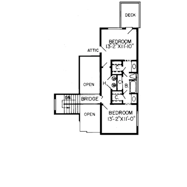 Country French House Plan Second Floor - Northdale Traditional Home 038D-0145 - Shop House Plans and More